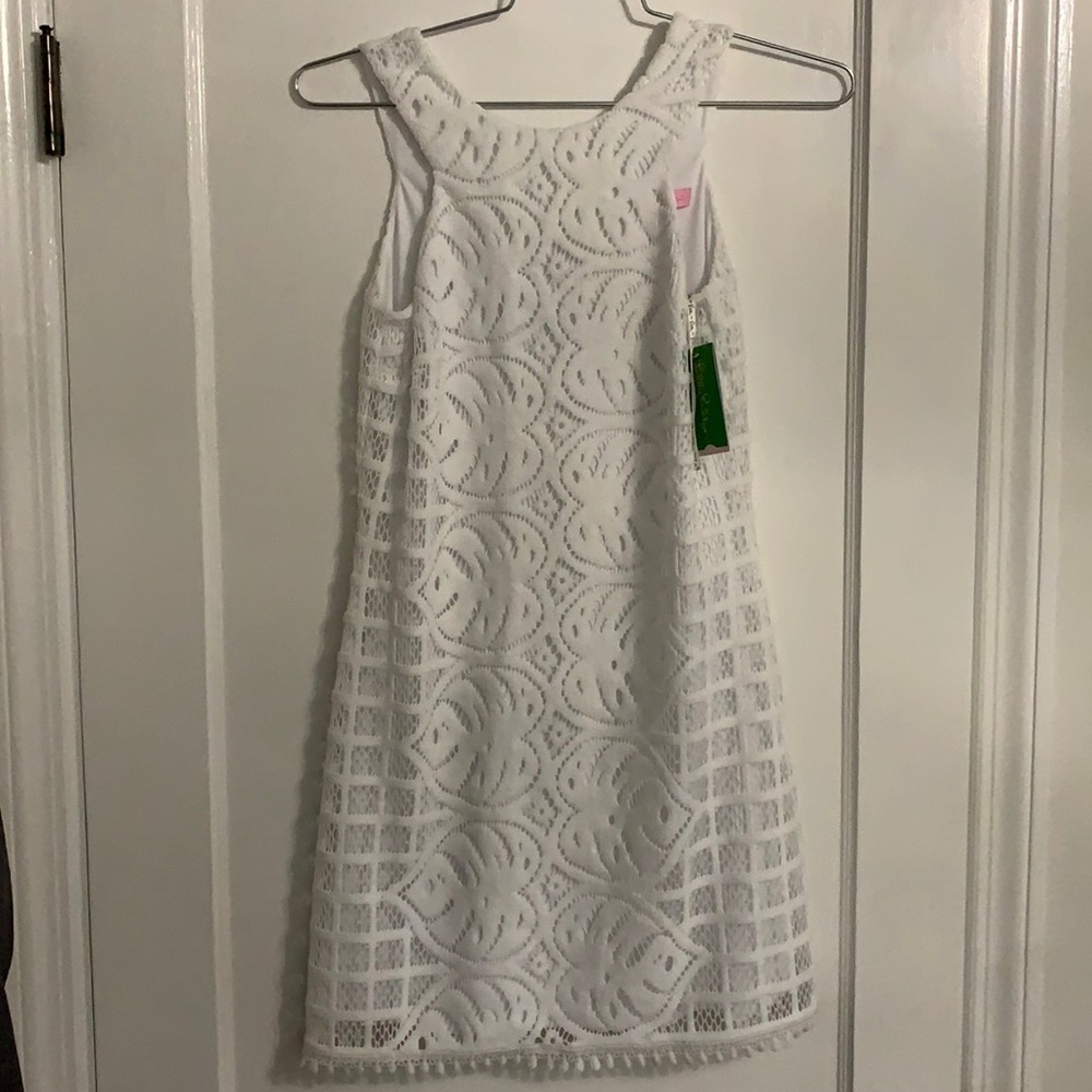 LILLY PULITZER- White Leafy Palm Shift Dress
